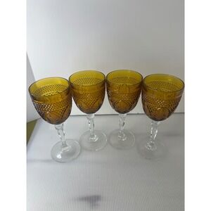 Vintage Cristal D'Arques Durand Antique Amber water/wine goblet set of 4